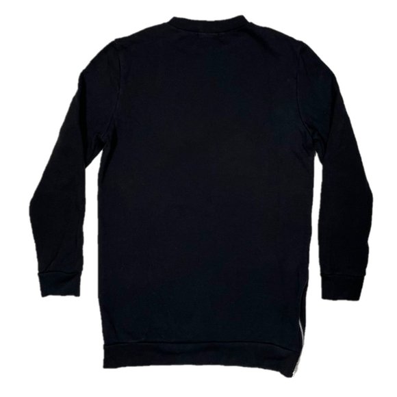 TopMan Crewneck Long Sleeve Black Sweatshirt with Side Zipper Detail Size Small - Picture 2 of 4